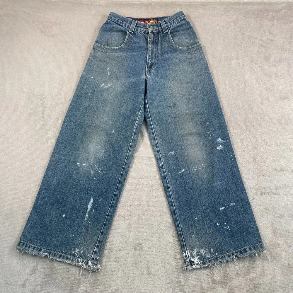 Vintage 90s Jynx Jeans Men Actual 26x27 Wide Baggy Skater Blue Denim Made‎ USA